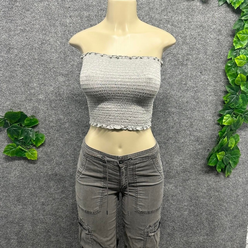 Gray Smocked Tube Top